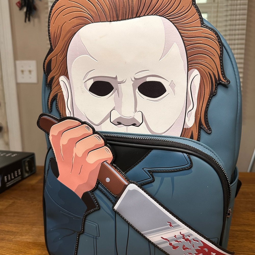 Brand New Loungefly Blue and White Horror Michael Myers Backpack